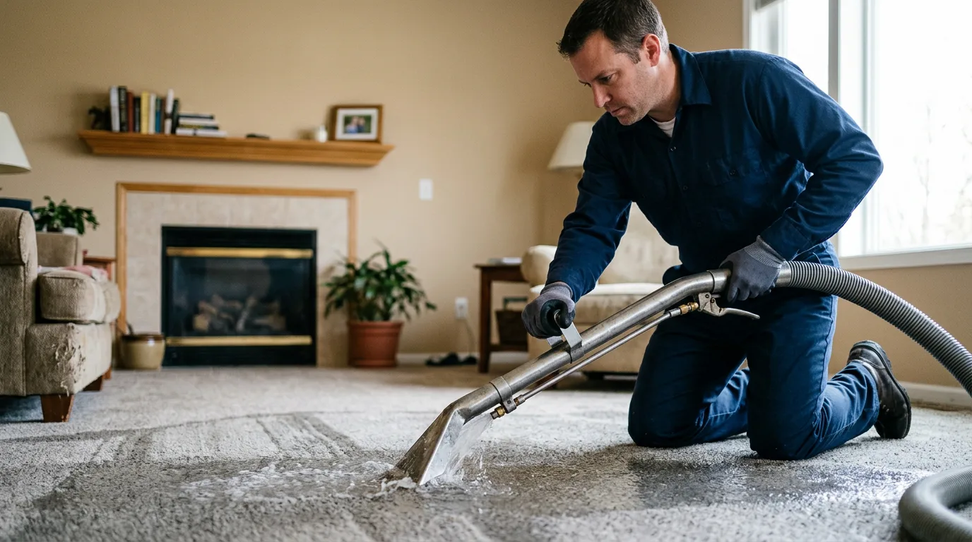 Water damage restoration technician working near Mendenhall, MS